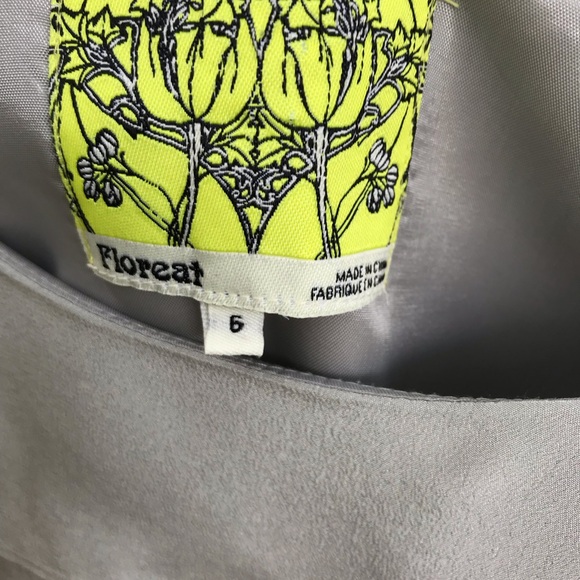 Anthropologie Floreat Grey Silk Embroidered Dress, size 6 - Picture 3 of 5